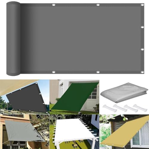 Sonnensegel Rechteckig Wasserdicht 4 x 10 m 98% UV Schutz Sonnensegel Terrassenüberdachung mit Ösen Und Kordel Reißfest für Balkon Terrasse Garten Camping, Hellgrau