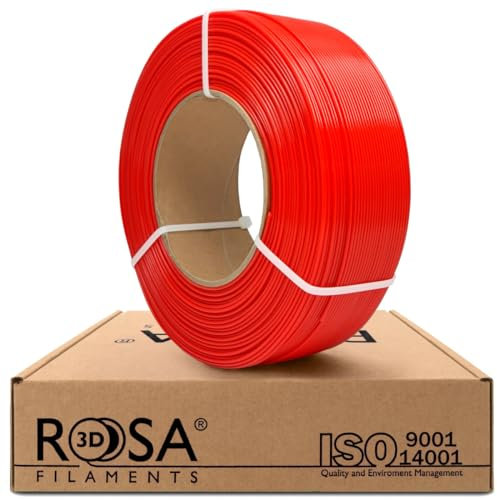 ROSA 3D PLA Starter Filament 1.75 mm für 3D Drucker | Druckmaterialien Leicht Glänzend Bioabbaubar PLA 3D Drucker Filament | 3D Printing Materials | Rot Refill 1 kg