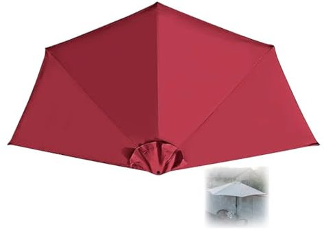 SKINCATE 2.7m 5 Streben Halb Sonnenschirm Ersatzbezug, Terrassenschirm Ersatz Baldachin, Für Strand, Markt, Garten, Ersatzteile, Halbrund Sonnenschirm-Ersatzabdeckung (Color : Burgundy, Size : 270cm