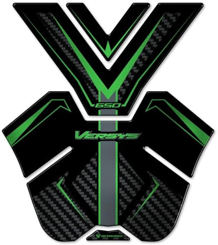 Resin Bike Adesivi Moto Compatibile con Kawasaki Versys 650 2022-2024 Verde. Protezioni Paraserbatoio da Urti e Graffi. Adesivi Resinati con Effetto 3D Made in Italy