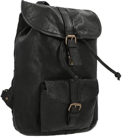 Gusti Rucksack Leder-Nolan Lederrucksack Vintage Cityrucksack Outdoorrucksack Laptoptasche Unirucksack Wanderrucksack Schwarz