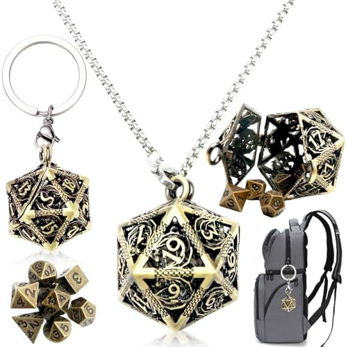 Würfel Set, Mini Dice Set,7 Stück Dice Set Würfelset, Metall Polyedrische Würfel Set, Antik Bronze Rollenspiel Würfel, Geeignet für Freizeit, Unterhaltung, Spiele und andere Aktivitäten