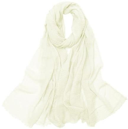 Anevous Schal Damen, Chiffon Halstuch Weich Elegante Schal Stola Schals Sheer Chiffon Schals Damen Weicher Schal, Langschal für Unisex Alle Jahreszeiten Geeignet,Creme