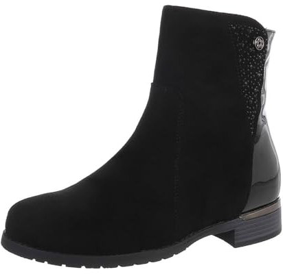 Ital Design Damenschuhe Stiefeletten Flache Stiefeletten, 092-, Kunstleder, Schwarz, Gr. 40