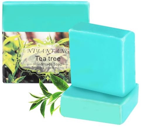 Antifungal Antibacterial Tea Tree Soap, Natural Tea Tree Oil Soap for Face & Body Acne, Organic Tea Tree Soap Bar Antifungal Soap for Tinea Versicolor Folliculitis Ringworm Jock Itch