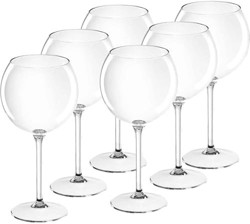 G.M. DISTRIBUZIONE 6 Calici da Vino 650cc Trasparenti Infrangibili Lavabili Riutilizzabili, in Tritan® (Plastica Rigida tipo Policarbonato) Lavabili in Lavastoviglie, Spritz Cocktail Birra