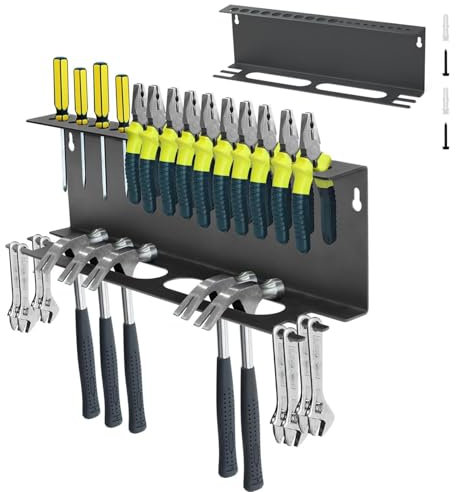 Rastrelliera porta martello - Rastrelliera per attrezzi da officina montata 4 in 1 | Porta martello per montaggio a parete | Portaoggetti per pinze | Organizzatore di utensili manuali per garage | Por