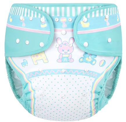 LittleForBig Waschbarer Verstellbarer Wiederverwendbarer Wasserdichter Stoffwindel Überhose Bezug für Erwachsene - Baby Parade Blau S
