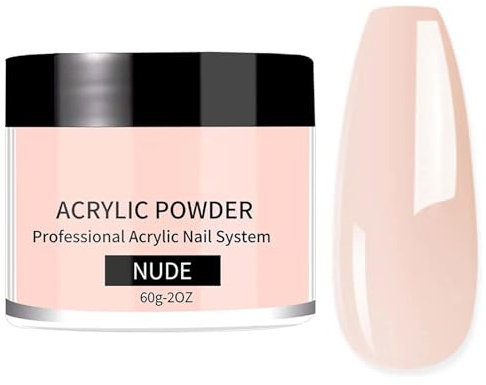Poudre acrylique de grande capacité pour extensions d'ongles – 60 g – Idéal pour la sculpture et la sculpture des ongles – Pas besoin de lampe à ongles – Nude