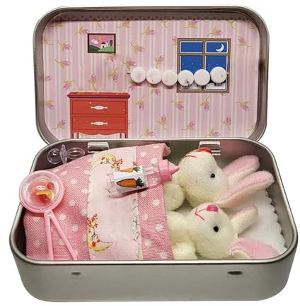 Kuscheltier Hase, Ostergeschenke Kinder, Bunny Mein Realistisches Kaninchen, Kaninchenspielzeugset, Bunny Pocket Box, für Kinder, Ostern, Füllung, 4PC (Rosa)