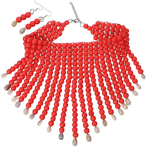 minkissy Einzigartige Halskette Mit Ohrringen Und Halskette Aus Holzperlen Im Ethno-stil