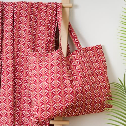 TRAMAS+ Set Toalla Pareo y Bolso a Juego, Toalla de Playa, Bolso con Estampado, Ideal para Verano, Playa, Piscina y Vacaciones - Eloina Marsala