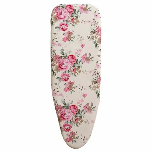 Copriasse Da Stiro 120X40 Beige Rosa Copertura Asse Da Stiro In Cotone, Con Riflettore Termico, Imbottitura Spessa In Foam E Con Elastico,Resistente Al Calore Fino A 211℃
