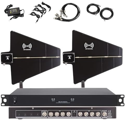 UHF-Antennen-Stromverteilersystem, Funkmikrofon-Signalverstärker mit 2 Antennenpaddeln, Frequenzbereich 400–950 MHz, 8 Ein-/Ausgänge, für Bühnenauftritte, Hochzeiten