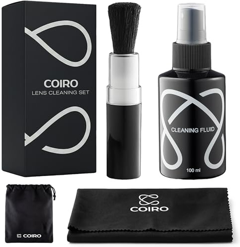 C Coiro 3-in-1 Camera Lens Cleaning Kit for DSLR & Mirrorless Full-Frame | Includes 100ml lens cleaner spray, soft brush and microfiber cloth for DSLR, mirrorless cameras, lenses and optical gear