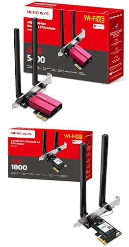 Mercusys MA86XE Bluetooth 5.2 PCIe Adapter, AXE5400 Tri-Band Wi-Fi 6E, Two Antennas, PCIe WiFi Card, OFDMA, MU-MIMO,Low Latency, MTK Wi-Fi 6 Chipset, Latest WPA3, Supports Windows 10/11(64bit)