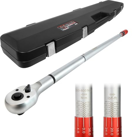 Hairich Chiave dinamometrica da 3/4, 200-800 Nm, precisione ± 3%, testa a cricchetto a 48 denti, scatola portatile, per auto, camion e trattore