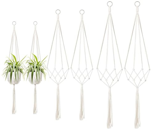 ZeniPremunz 6pcs Macrame plant hanger,Cotton Rope Hanging Plant Holder,plant hanger indoor 80/90/100CM, plant hanging basket indoor for Indoor Outdoor Balcony Decoration