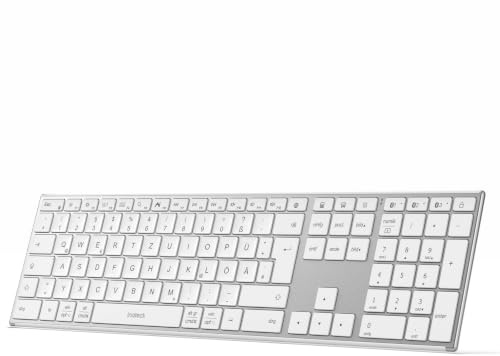 Inateck Kabellose Tastatur,KI-Funktion Bluetooth Tastatur mit 3 Bluetooth Kanälen,Deutsches QWERTZ Layout,Leise Tasten, Kompatibel mit iPadOS Android, Windows,KB06007