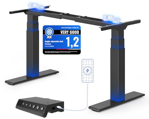 FlexiSpot Höhenverstellbarer Schreibtisch Gestell, elektrisch mit 2 Motoren | Premium Tischgestell höhenverstellbar E200, großer Höhenbereich und extra hohe Belastbarkeit, 4 Speicherplätze & USB