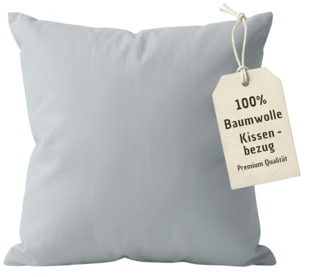 wollyflaushi 2er Pack 35x35 cm Kissenbezug Grau 100% Baumwolle Bezug | Doppelpack Kissenhüllen mit verdeckter Reißverschluss, Atmungsaktiv, Waschbar, Kopfkissen Bezug für Sofakissen, Zierkissen
