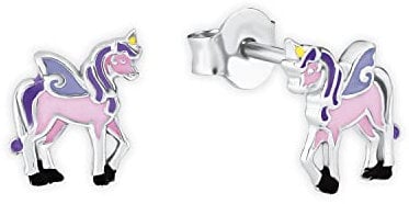 Prinzessin Lillifee Ohrstecker 925 Sterling Silber Mädchen Kinder Ohrschmuck, 0,9 cm, Lila, Einhorn, Kommt in Schmuck Geschenk Box, 2013151
