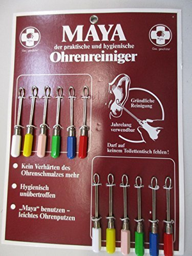 Maya Ohrenreiniger (Karte mit 12 Stück) mit Metallschlinge versch. Farben
