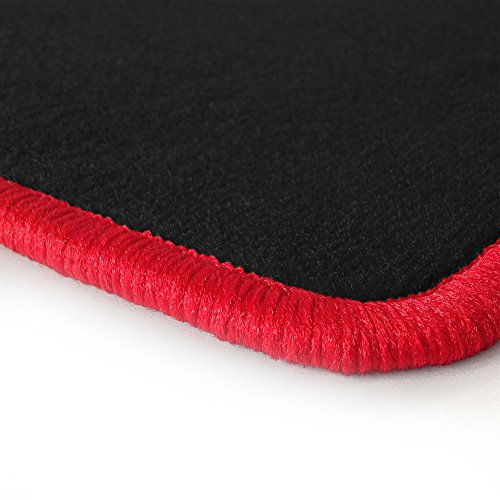 Autoteppich Stylers Schwarze NF-Velours Fußmatten in Top-Qualität, Randfarbe Rot A-T-S_Q100_R103_01009