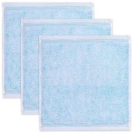 möve Superwuschel Seiftuch 30 x 30 cm aus 100% Baumwolle, aquamarine 3er Set