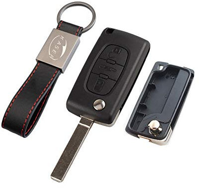 KASER Cover Guscio Scocca Chiave Telecomando 3 Tasti compatibile per Peugeot 107 207 307 407 308 409 407 607 (Batteria sulla scheda)