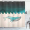ABAKUHAUS Wal Duschvorhang, Fisch-Schwimmen Submarine, Stoffliches Gewebe Badezimmerdekorationsset mit Haken, 175 x 180 cm, Petrol Blau Türkis