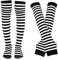 Bienvenu Damen Stretch-Socken, gestreift, kniehohe Strümpfe, lange Armwärmer, fingerlos, Fäustlinge, Weiß, Mehrfarbig, Einheitsgröße
