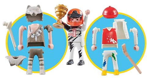 Playmobil Play Set 3 IN 1 Figure (Prehistoric, Formula 1, Moto GP, Painter)