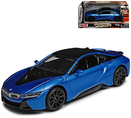 Motormax B-M-W I8 Coupe Blau mit Dach in Schwarz Ab 2013 1/43 Modell Auto mit individiuellem Wunschkennzeichen