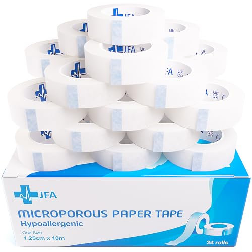 Sparadrap chirurgical microporeux ruban médical de premiers secours 1,25 cm x 10 m - Lot de 24 rouleaux
