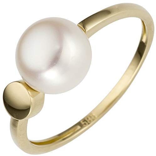 Jobo Damen-Ring aus 14 Karat 585 Gold mit großer Perle