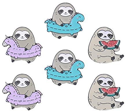 Amosfun 6Pcs Niedlichen Faultier Brosche Stifte Cartoon DIY Einhorn Pin Abzeichen Legierung Kleidung Brosche Revers Abzeichen Neuheit Anstecknadel Set für Kleidertaschen Rucksäcke Jacken