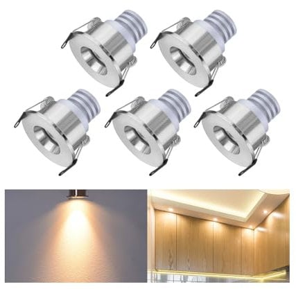 LED Einbaustrahler Mini Klein Set 5er,INHDBOX 3W LED Deckenstrahler Schwenkbar COB Deckenspots Einbauleuchte Warmweiß Aluminium Spots LED Set für Weinschrank Schrank Wohnzimmer
