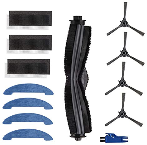 Fantisi Pièces de rechange pour robot Muzili G9070 R9000 Kit d'accessoires comprenant 1 brosse rouleau + 3 filtres + 4 brosses latérales + 4 chiffons + 1 brosse de nettoyage