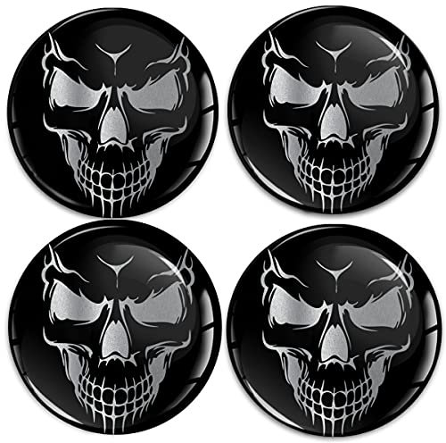 SkinoEu Aufkleber Autoaufkleber für Radkappen Nabenkappen Nabendeckel Radnabendeckel Rad-Aufkleber 55mm Totenkopf Schädel Schwarz A 9255