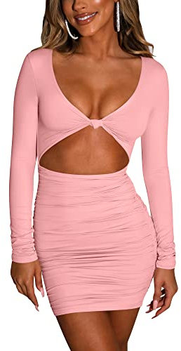 Kaximil Mini robe moulante sexy sans manches pour femme, z-rose, Taille XS