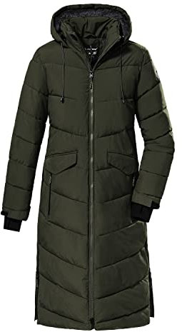 Killtec Damen Kow 62 Wmn Qltd Ct Wintermantel Mantel in Daunenoptik mit Kapuze, dunkeloliv, 36 EU