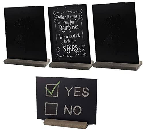 4 STK Mini Tafel mit Ständer, 22 x 15 cm Mini Kreidetafel A5, Doppelseitiges Kleine Kreidetafel, Tafel aus Holz, Löschbar Memotafel Tischschilder Für Schule, Hochzeit, Party, Geburtstag, Event,Bar