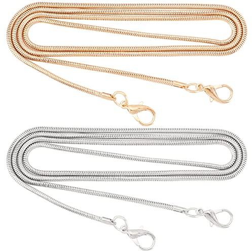GORGECRAFT 2 Colores Metal Flaco Serpiente Cadena Bolsa Cadena 110cm Bolso Correa de Cadena de Reemplazo con Broche de Langosta para Fabricación de Suministros Hechos A Mano Artesanía Accesorios