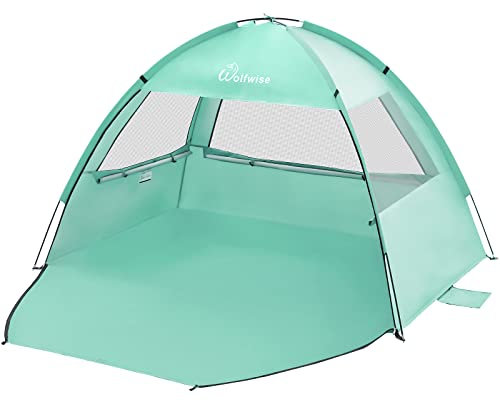 WolfWise Coquille de Plage Protection UV 50+, Facile à Monter, Abri Contre Le Soleil pour 2-3 Personnes, Cabana Légère, Vert Menthe