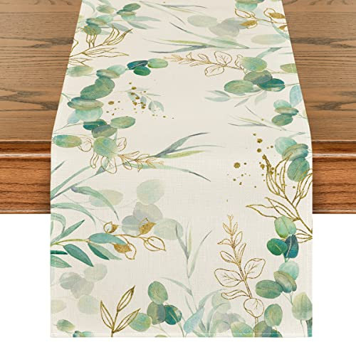Artoid Mode Grüner Eukalyptus Sommer Tischläufer, Hochzeit Küche Dekoration drinnen draußen Urlaub Party Wohnzimmer Dekor 40 x 300 cm