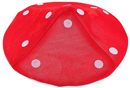 PATKAW Roter Pilzhut Baskenmütze Weiß Gefleckter Plüsch Neuheit Hut Lustiger Neuheit Hut Verkleiden Sich Cosplay Kostüm Kinder Cosplay Mütze