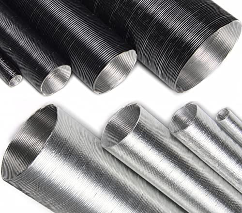 4 Stück | Alu Hitzeschutzrohr 1m ID-Ø 15mm schwarz Hitzschutzschlauch | VIELE GRÖSSEN 10-100mm | Schutzrohr Alu Flex Rohr Schutz Isolierschlauch Kabelschutz Brandschutz Schlauch| Premium