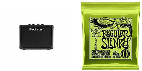 Blackstar Fly 3 schwarz & Ernie Ball Regular Slinky Nickel Wound E-Gitarrensaiten, Stärke 10-46