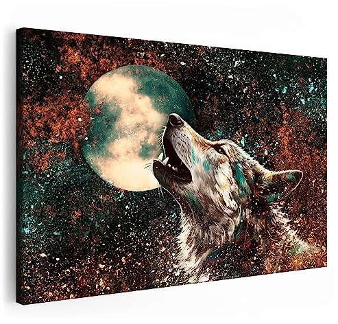 Artmazing | Wolf Bild Bunt auf Leinwand | Wolfsbilder Modern | Bilder Wohnzimmer Groß | Wandbild Deko XXL | Poster & Kunstdrucke | Leinwand XXL
